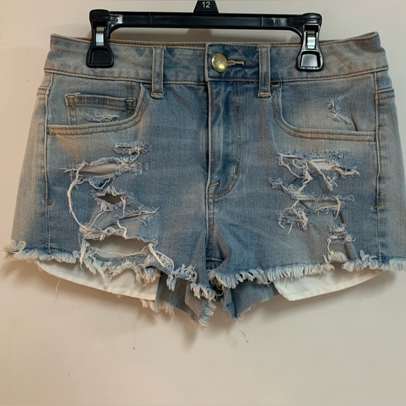 America Eagle High Rise Shortie Jean Shorts - Picture 2 of 9